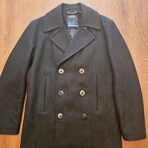Nautica Performance Men‘s Black Wool Blend Peacoat Quilted Coat Jacket Blazer S